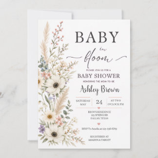 Baby in Bloom Wilde Bloem Baby Shower Uitnodiging