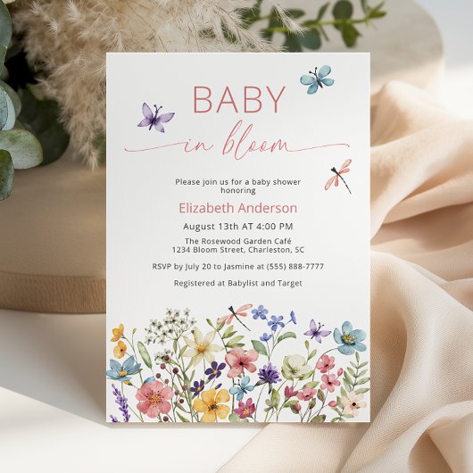 Baby in Bloom Wilde Bloem Baby Shower Uitnodiging