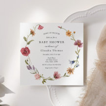 Baby in Bloom Wilde Bloem Baby Shower Uitnodiging