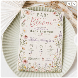 Baby in Bloom Wilde Bloem Baby Shower Uitnodiging
