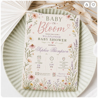 Baby in Bloom Wilde Bloem Baby Shower Uitnodiging