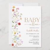 Baby in Bloom Wilde Bloem Baby Shower Uitnodiging (Voorkant)