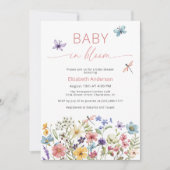 Baby in Bloom Wilde Bloem Baby Shower Uitnodiging (Voorkant)