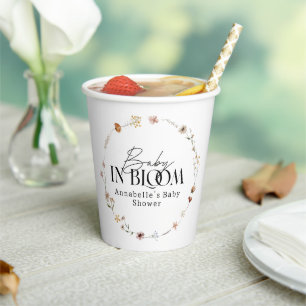 Baby in bloom wilde bloem baby shower uitnodiging papieren bekers