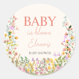 Baby in Bloom Wilde Bloem Elegante Meisje Baby Sho Ronde Sticker