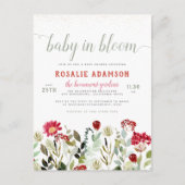 Baby in Bloom | Wilde bloem en groen Baby shower Briefkaart (Voorkant)