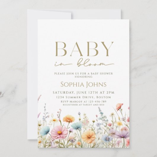 Baby In Bloom wilde bloem geslacht neutra Baby sho Kaart (Voorkant)