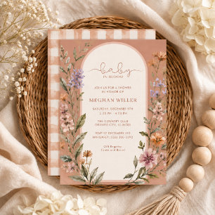 Baby in Bloom Wilde Bloem Gingham Baby Shower Kaart