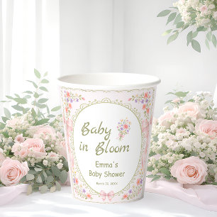Baby in Bloom Wilde Bloem Meisje Baby Shower Papieren Bekers