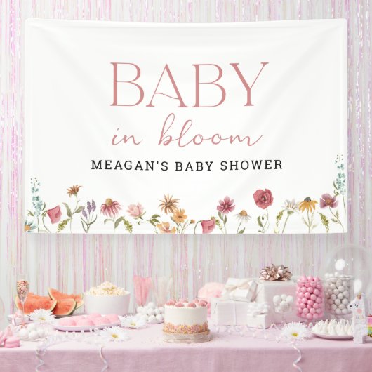 Baby In Bloom Wilde Bloem Meisje Baby Shower  Spandoek (Feest)