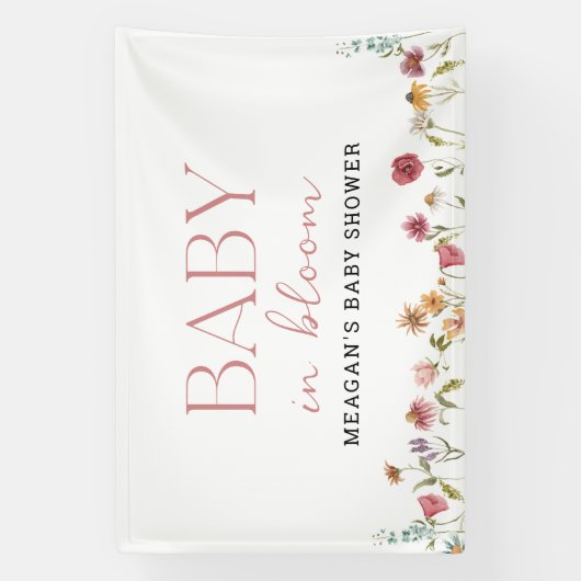 Baby In Bloom Wilde Bloem Meisje Baby Shower  Spandoek (Verticaal)