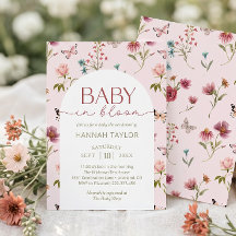Baby in Bloom Wilde Bloem Roze Baby Shower