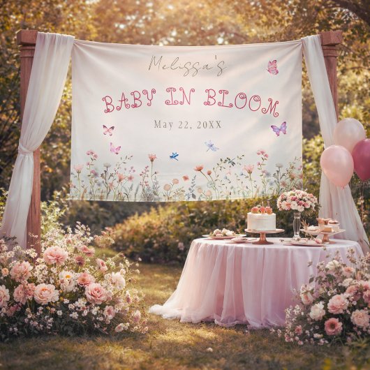 Baby in Bloom Wilde Bloemen Achtergrond Spandoek