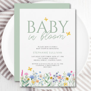 Baby in Bloom Wilde Bloemen Baby Borrel  Kaart