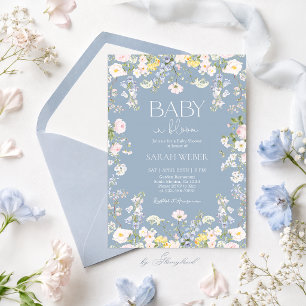 Baby in Bloom Wilde Bloemen Baby Shower Jongen Kaart