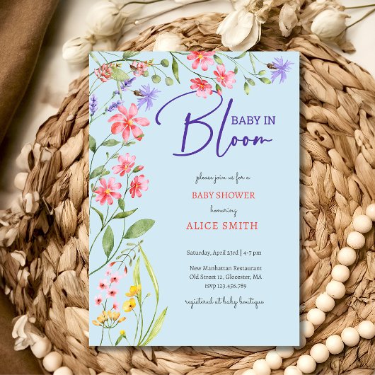 Baby in bloom wilde bloemen Baby shower Kaart