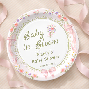 Baby in Bloom Wilde Bloemen Baby Shower Papieren Bordje