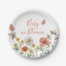 Baby in Bloom Wilde bloemen baby shower Papieren Bordje