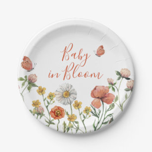 Baby in Bloom Wilde bloemen baby shower Papieren Bordje