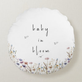 Baby In Bloom Wilde Bloemen Baby Shower Rond Kussen