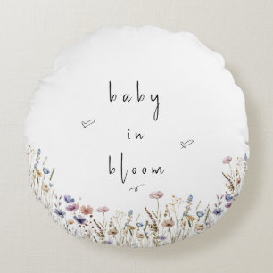 Baby In Bloom Wilde Bloemen Baby Shower Rond Kussen