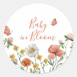 Baby in Bloom Wilde bloemen baby shower Ronde Sticker
