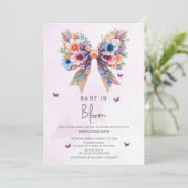 Baby in Bloom Wilde Bloemen Boog Meisje Baby Showe Kaart (Staand voorkant)