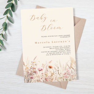 Baby in bloom wilde bloemen crème beige douche kaart