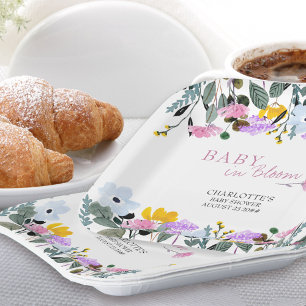 Baby in Bloom Wilde Bloemen Gazon Bloemig Papieren Bordje