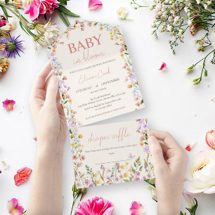 Baby in Bloom Wilde Bloemen Kleurrijke Babyborrel All In One Uitnodiging