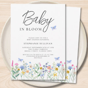 Baby in Bloom Wilde Bloemen Vlinders Baby Borrel Kaart