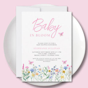 Baby in Bloom Wilde Bloemen Vlinders Baby Shower Kaart
