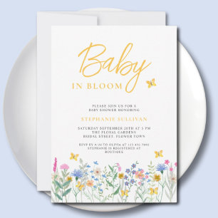 Baby in Bloom Wilde Bloemen Vlinders Baby Shower Kaart