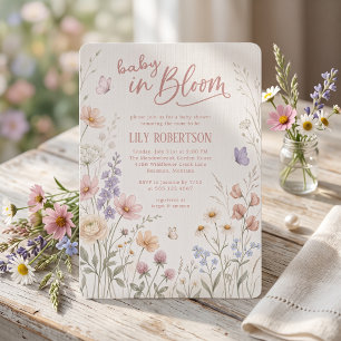 Baby in Bloom Wilde Bloementuin Meisje Baby Shower Kaart