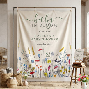 Baby in Bloom Wilde Bloemenweide Baby Shower Wandkleed