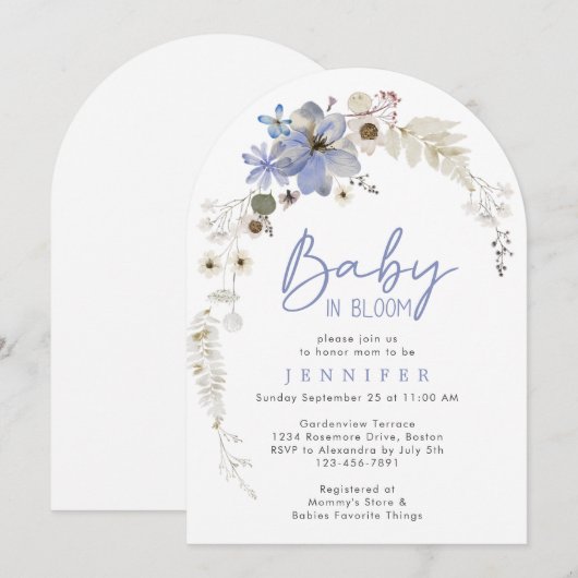 Baby in Bloom Wildflower Arch Baby shower Kaart (Voorkant / Achterkant)