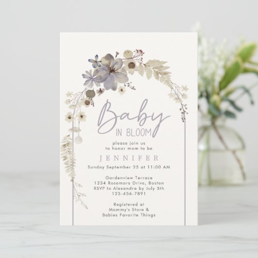 Baby in Bloom Wildflower Arch Baby shower Kaart (Staand voorkant)