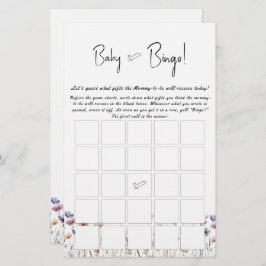 Baby in Bloom Wildflower Baby Bingo Game Flyer