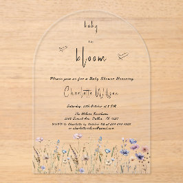 Baby in Bloom Wildflower Baby shower Acryl Uitnodigingen