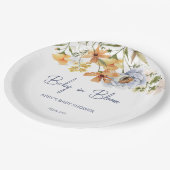 Baby in bloom wildflower baby shower afgedrukt papieren bordje (Gekanteld)
