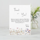 Baby in Bloom Wildflower Baby shower Bedankkaart (Staand voorkant)
