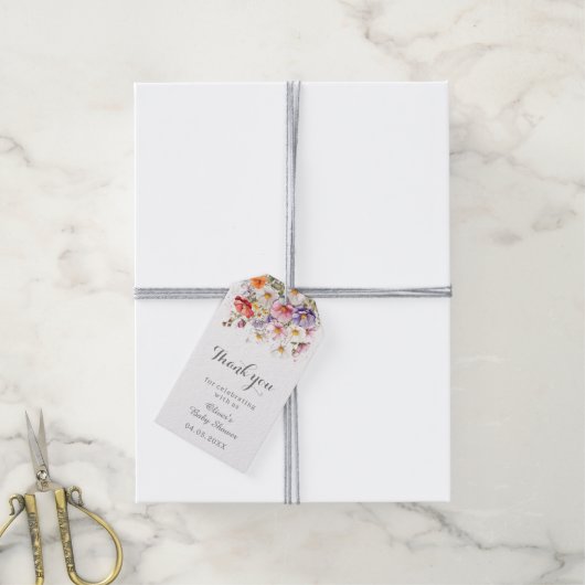 Baby in Bloom WildFlower Baby shower Bedankt Cadeaulabel (Met Touw)