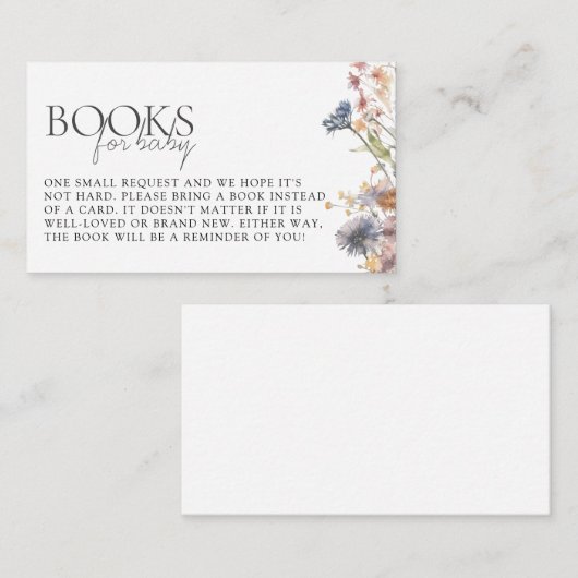 Baby in Bloom Wildflower Baby shower Book Request Informatiekaartje (Voorkant / Achterkant)