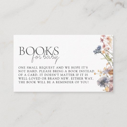 Baby in Bloom Wildflower Baby shower Book Request Informatiekaartje (Voorkant)