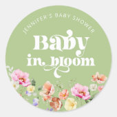 Baby in bloom wildflower baby shower dank u ronde sticker (Voorkant)