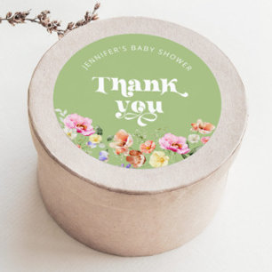 Baby in bloom wildflower baby shower dank u ronde sticker