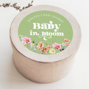 Baby in bloom wildflower baby shower dank u ronde sticker