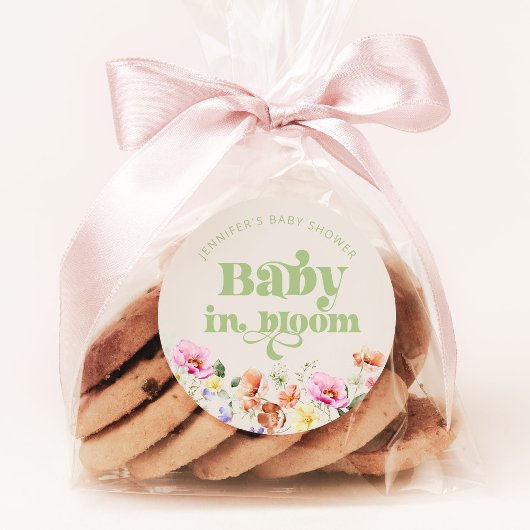 Baby in bloom wildflower baby shower dank u ronde sticker