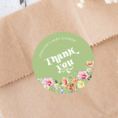 Baby in bloom wildflower baby shower dank u ronde sticker