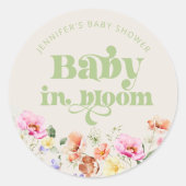 Baby in bloom wildflower baby shower dank u ronde sticker (Voorkant)